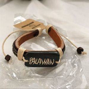 Palawan Bracelet Handmade Pull String Leather Unisex Adjustable Black and Brown